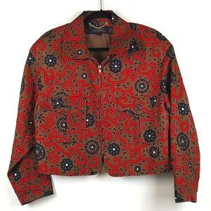 Classiques For Nordstrom Zip Front Cropped Linen Jacket Size Small